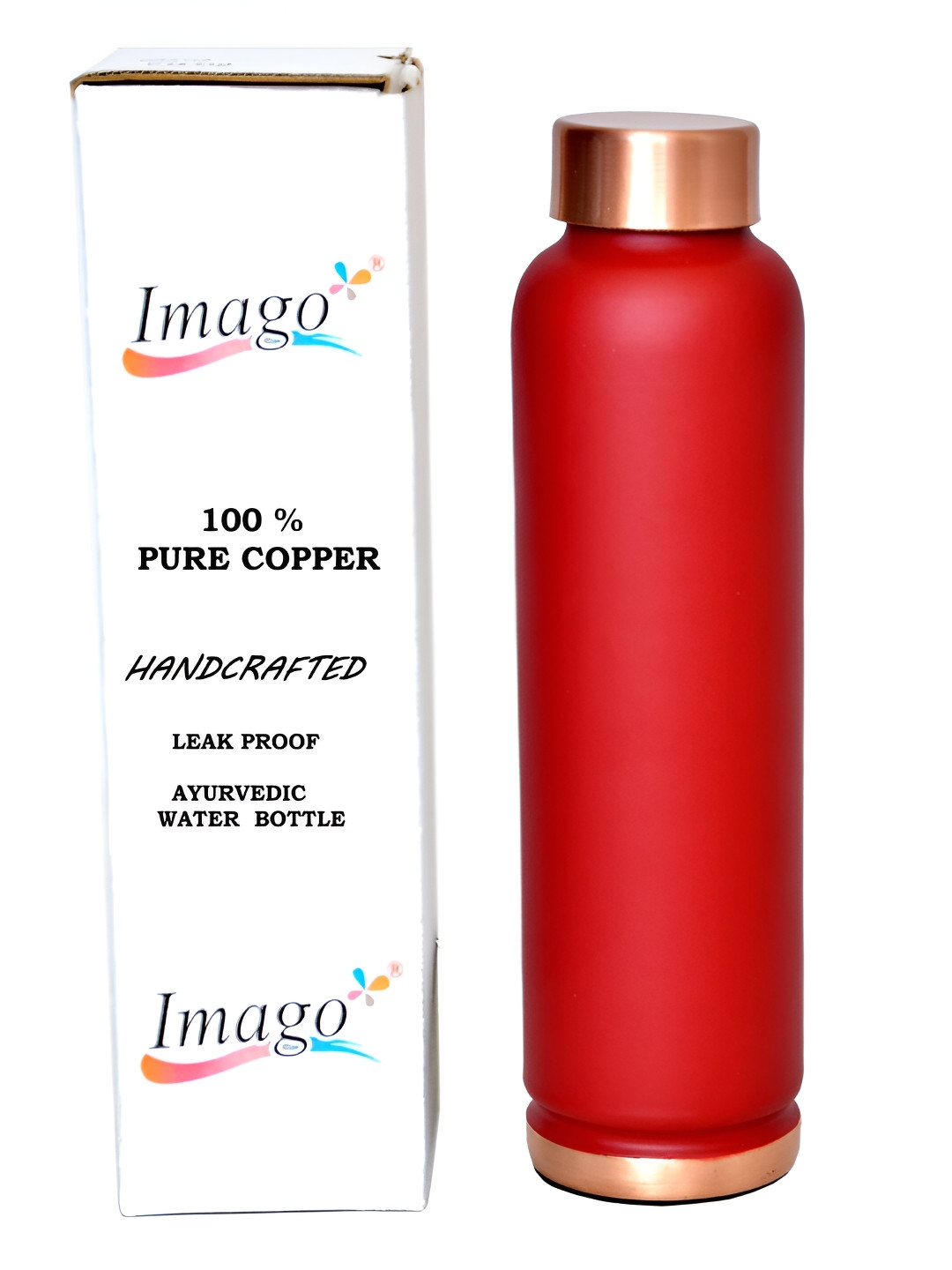 IMAGO Red Solid Copper Spill Proof Water Bottle - 1L