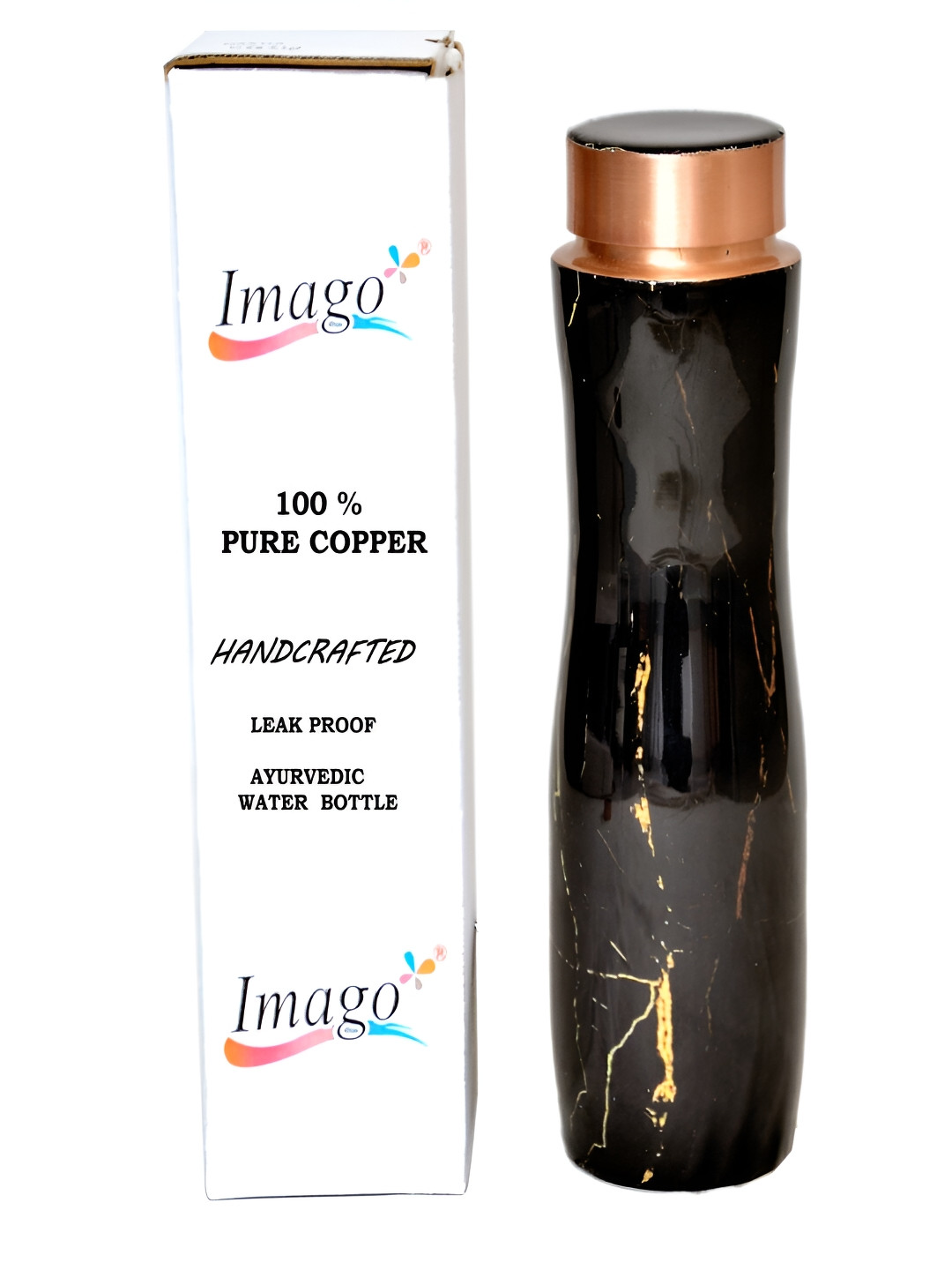 IMAGO Black Abstract Copper Spill Proof Water Bottle - 1L