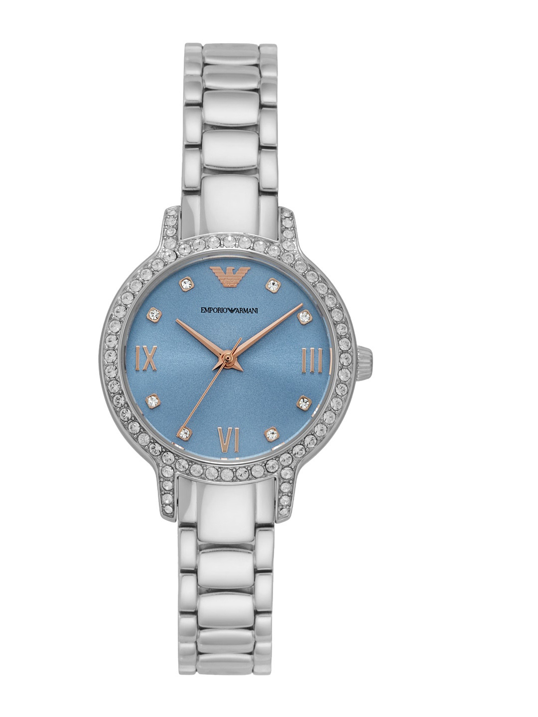 Emporio Armani Women Embellished Dial Bracelet Style Straps Round Analogue Watch AR11585