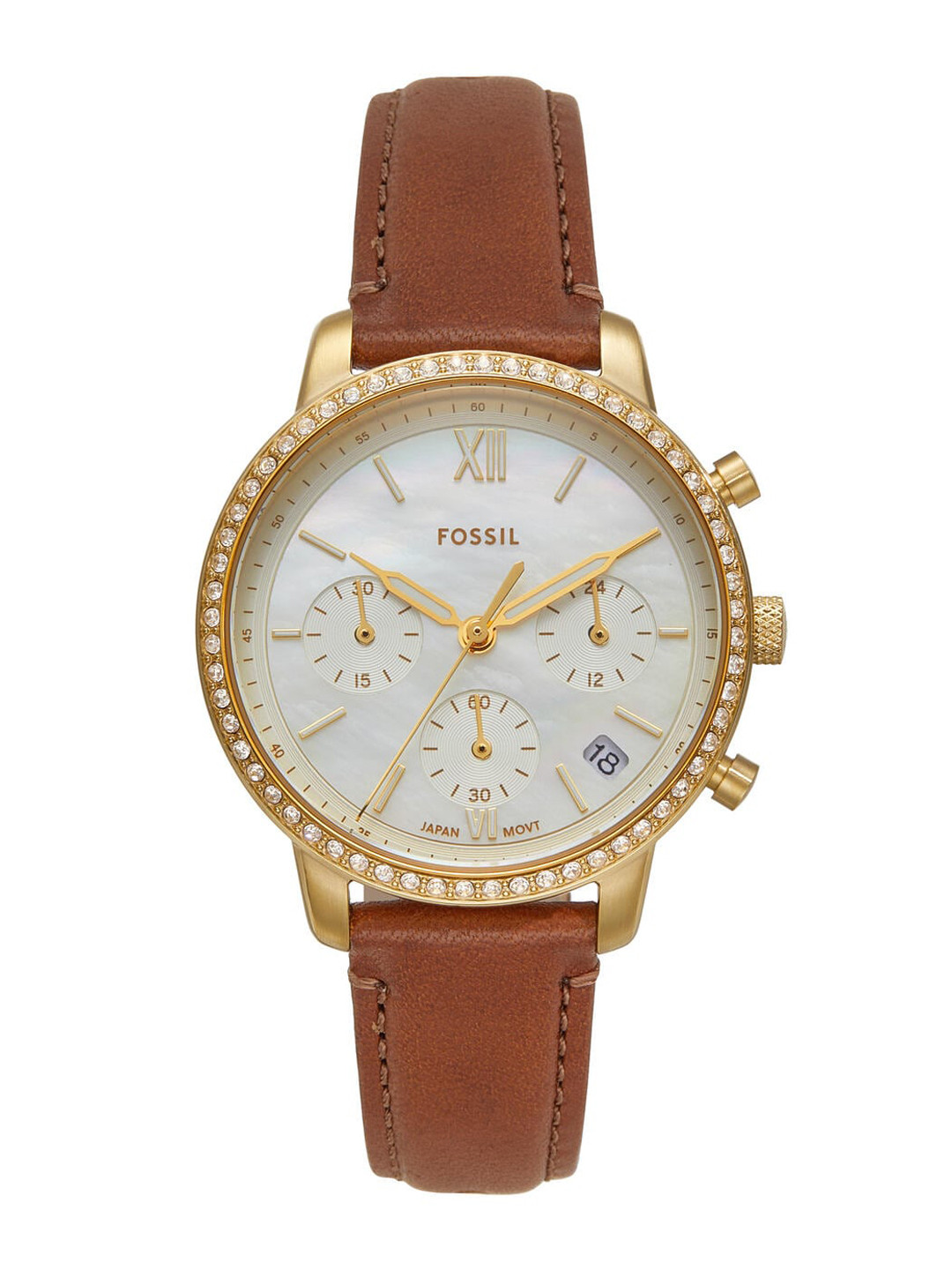 Fossil Women Neutra Embellished Dial & Leather Straps Analogue Watch ES5278