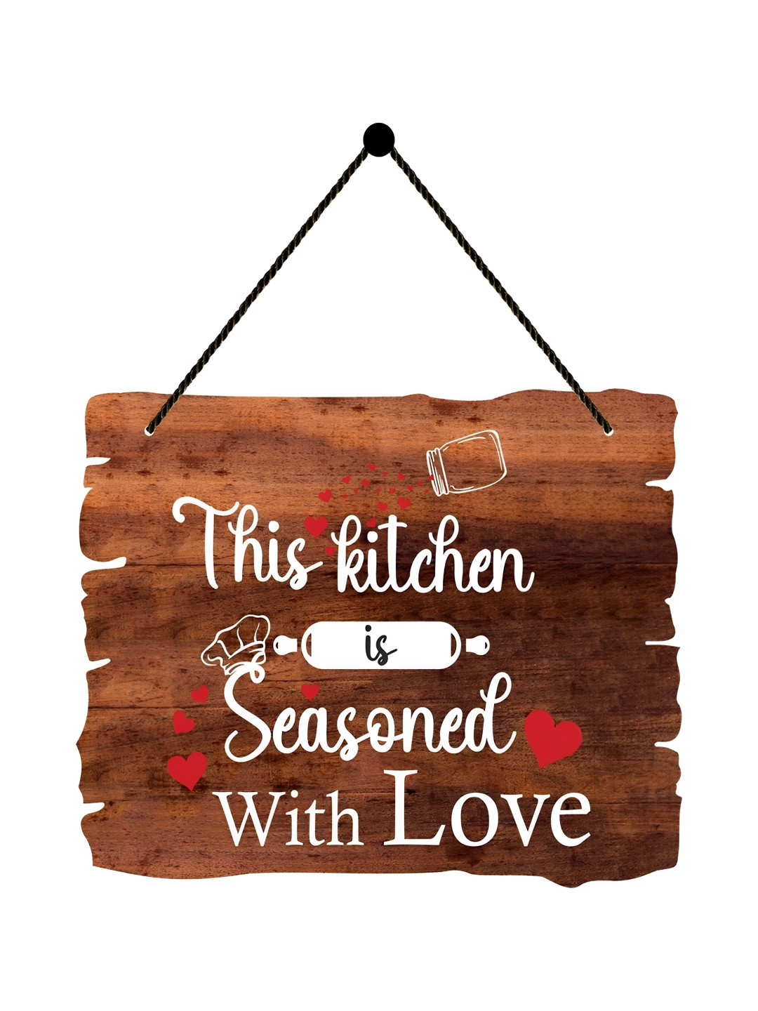 Home Delight Kitchen-Seasoned With Love Wood Matte Hanging Hall Wall Hangings-12In