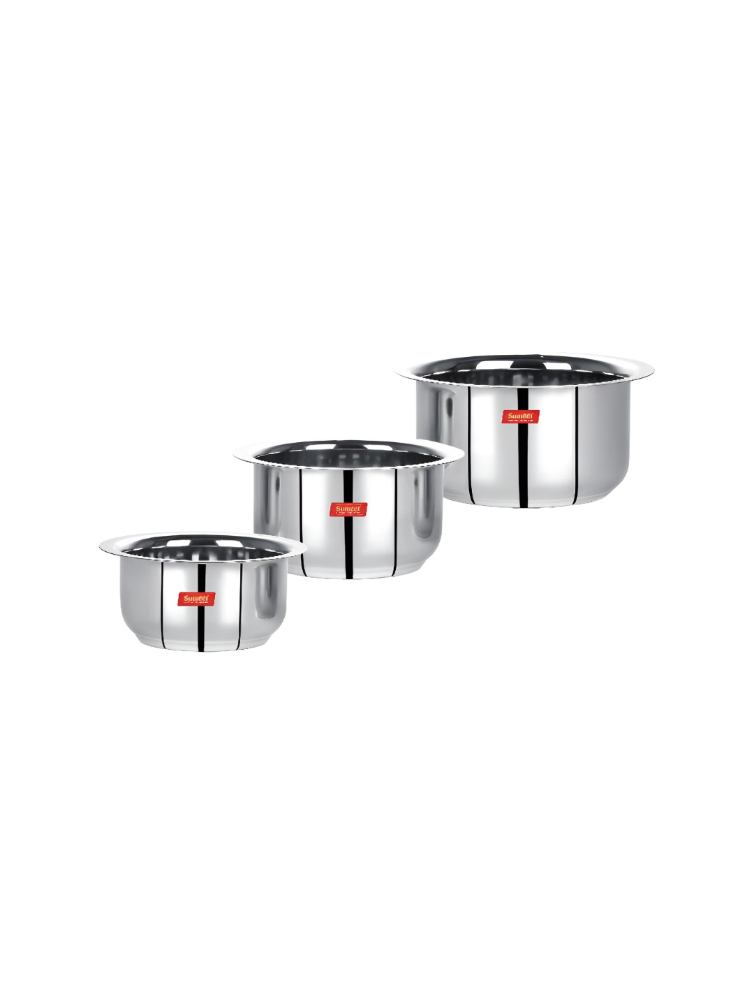 Sumeet Silver toned 3 Pieces Stainless Steel Induction Base Cookware Set