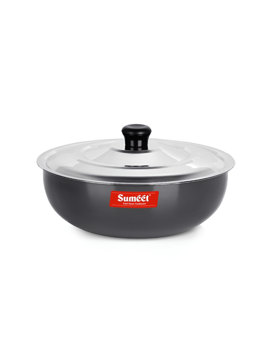 Sumeet Black Aluminium Dishwasher Safe Tasla with Stainless Steel Lid 1.3 L
