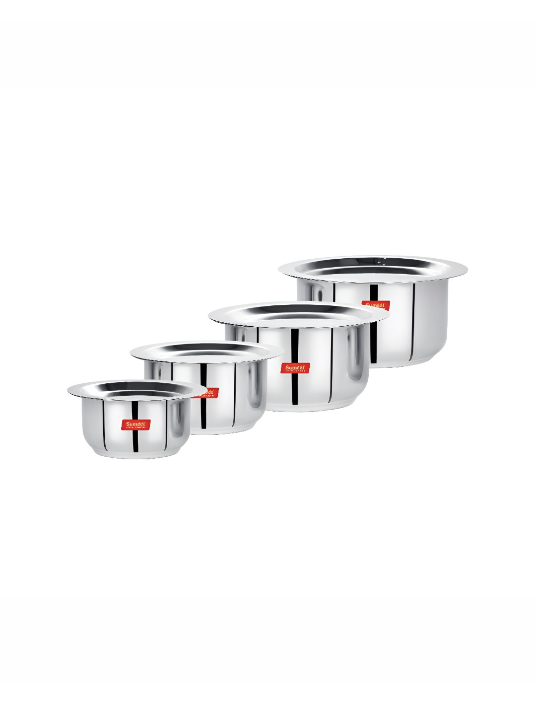 Sumeet Siver Toned 8 Pieces Induction Base Stainless Steel Tope With Lids