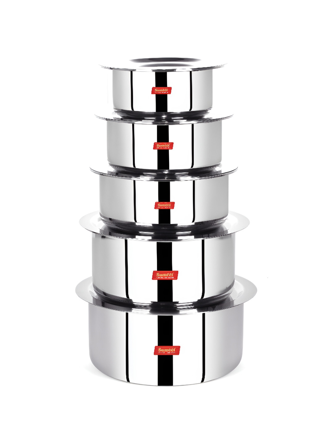 Sumeet 10 Pieces Tri-Ply Stainless Steel Dishwasher Safe Topes With Lids