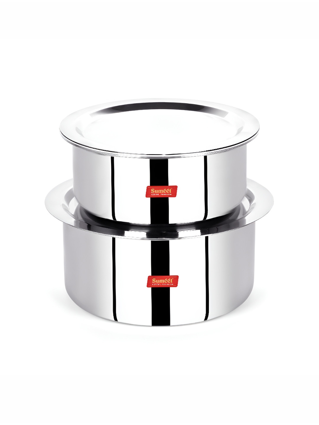 Sumeet Steel 2 Pieces Tri-Ply Stainless Steel Dishwasher Safe Tope With Lid 2 ltrs