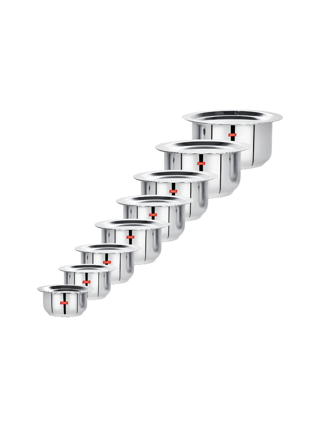 Sumeet Steel 8 Pieces Stainless Steel Induction Base Friendly Tope With Lids Cookware