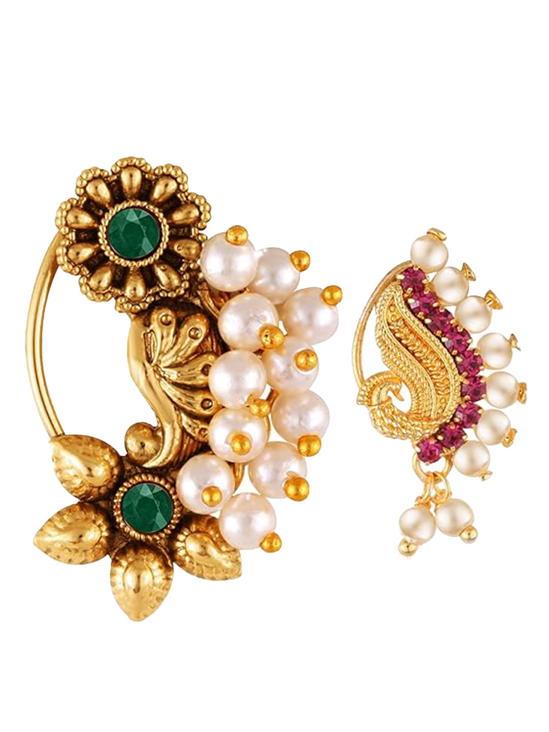 Vighnaharta Gold-Plated Artificial Beads Stud Nosepin