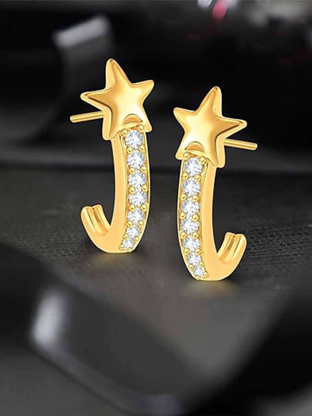 Vighnaharta Gold-Plated Stone-Studded Earrings With Nose Rings