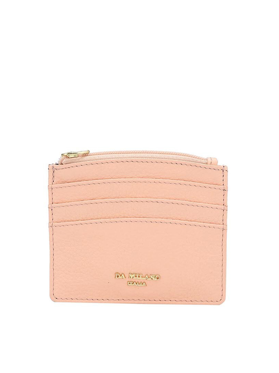 Da Milano Unisex Zip Detail Leather Card Holder