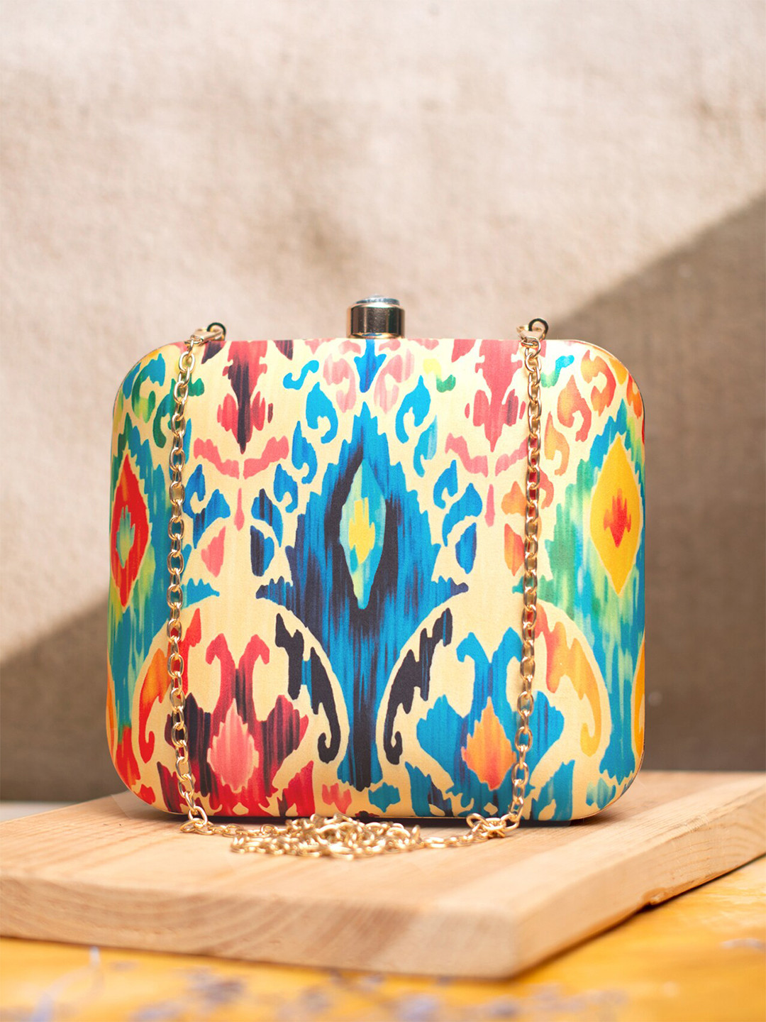 ARTKLIM Ikat Printed Box Clutch