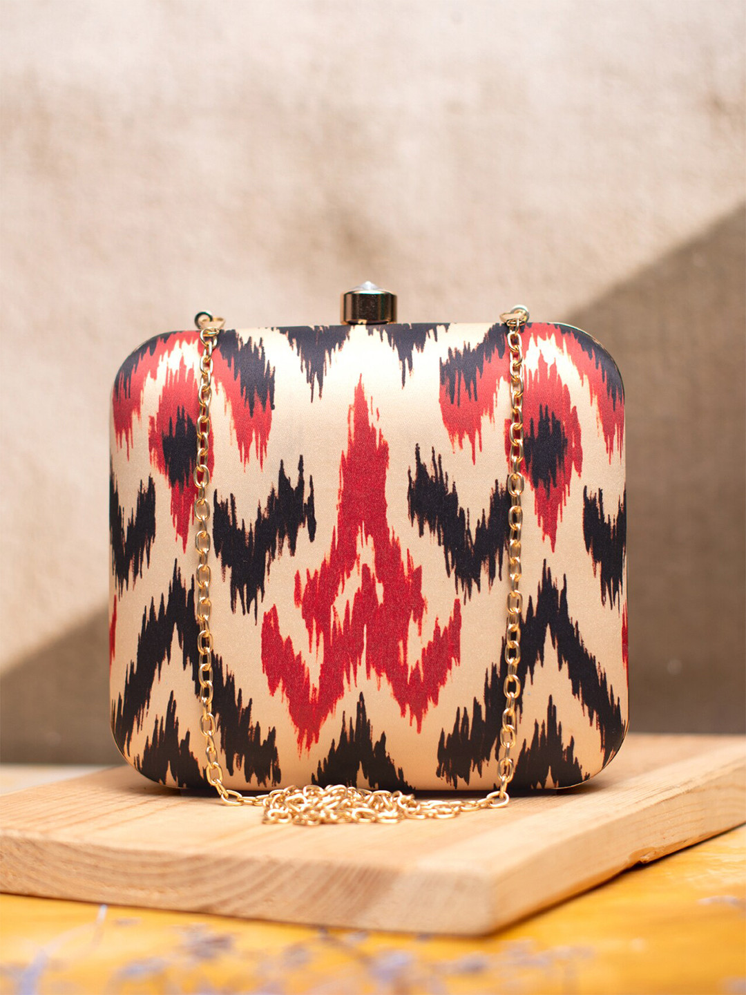 ARTKLIM Ikkat Printed Box Clutch