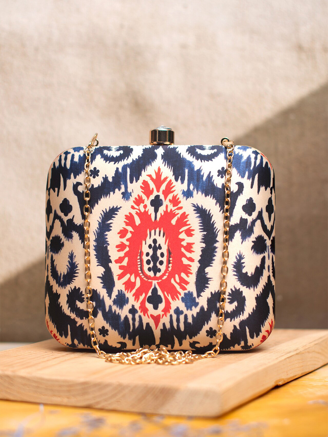 ARTKLIM Ikkat Printed Box Clutch