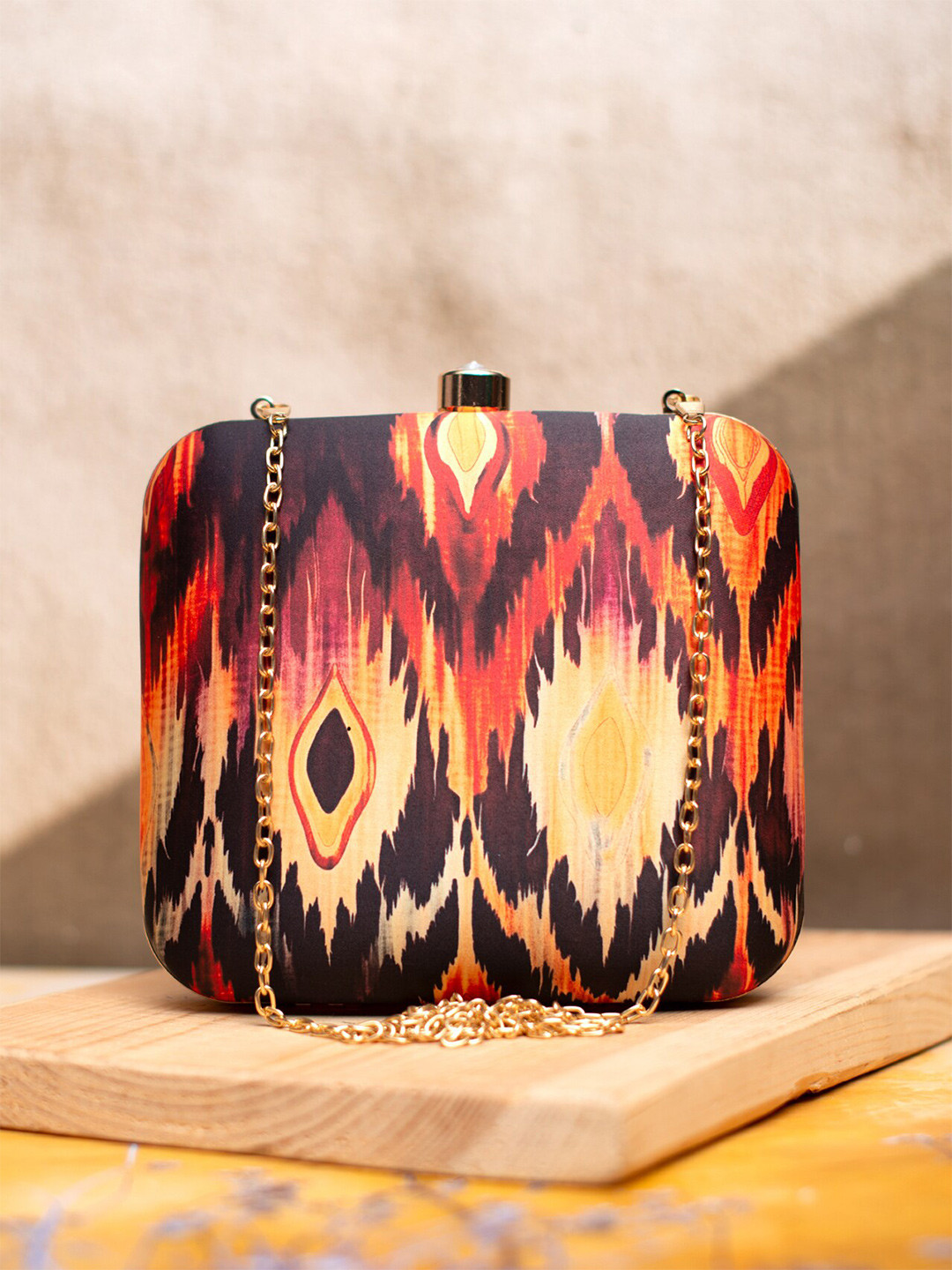 ARTKLIM Ikkat Printed Box Clutch