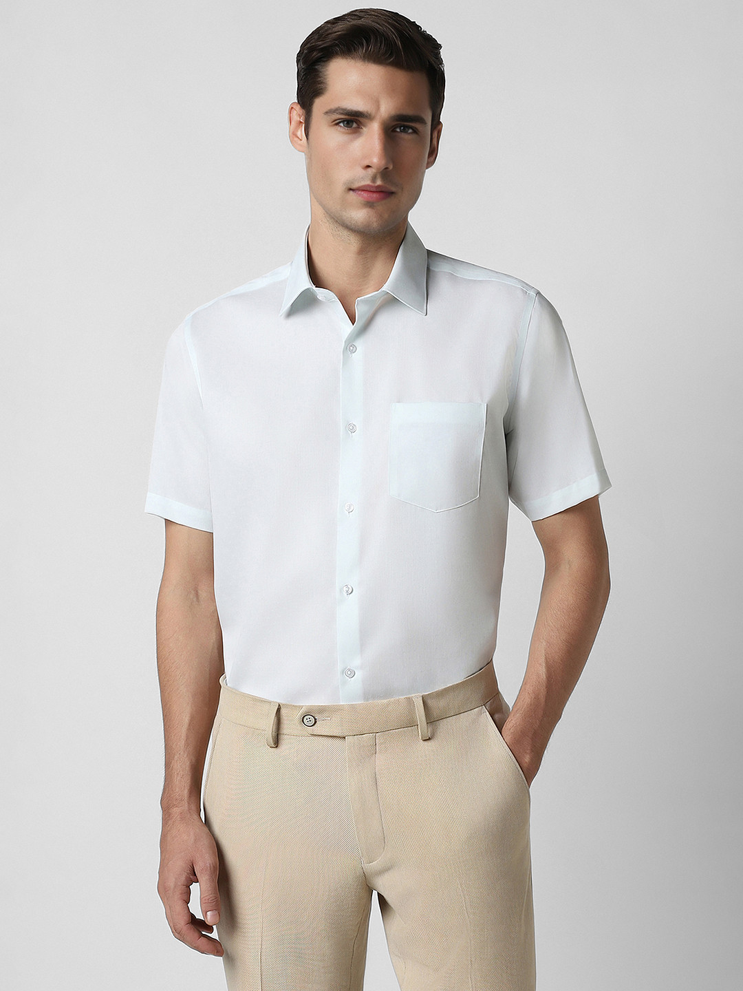 Van Heusen Textured Self Design Pure Cotton Formal Shirt