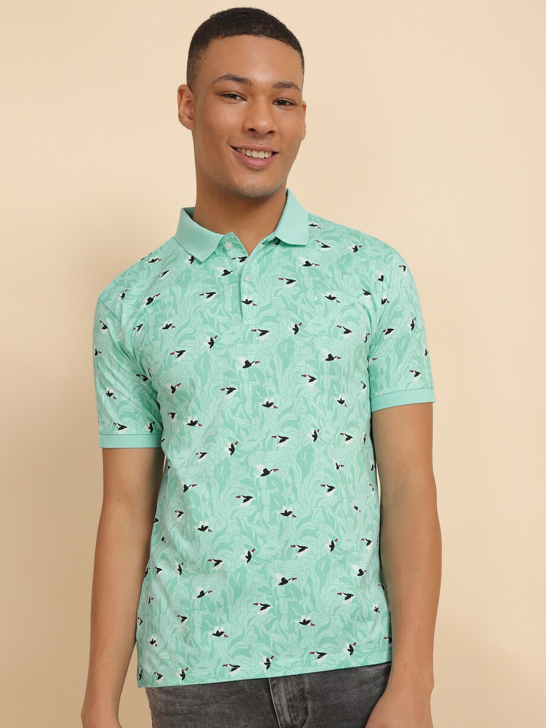 Allen Solly Printed Polo Collar Cotton Casual T-shirt