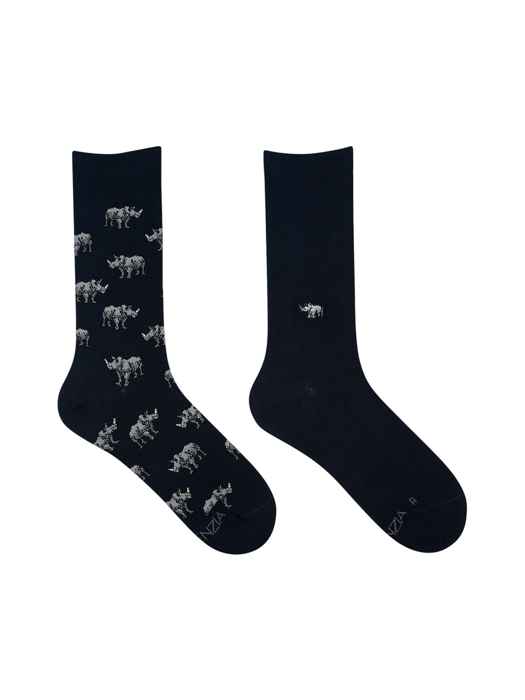 Socksxpress WWF Men Pack of 2 Rhino Pattern Cotton Calf-Length Socks