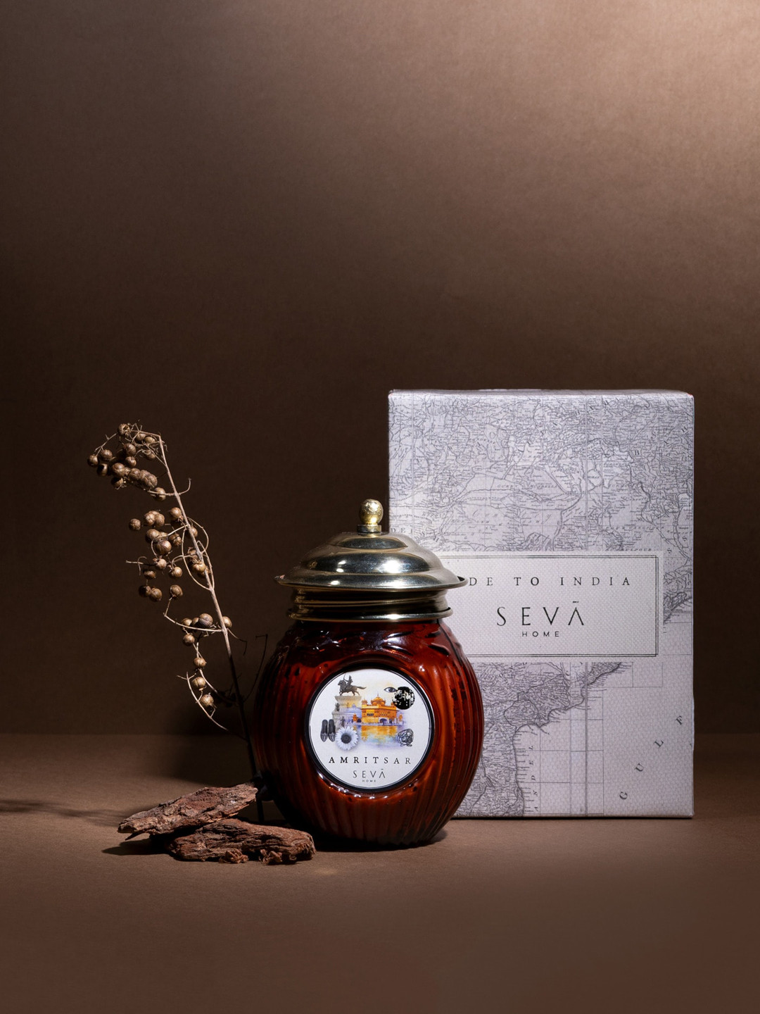 Seva Home Amritsar Ode to India Scented 2 Wick Scented Solid Geometric Regular Jar Candles