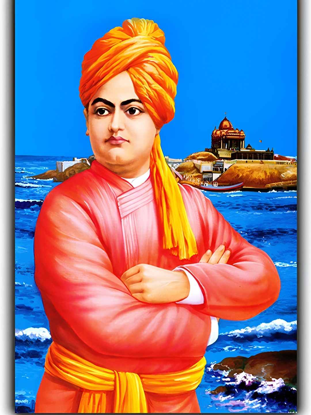 PnF Blue & Red Vivekananda Paper Wall Photograph