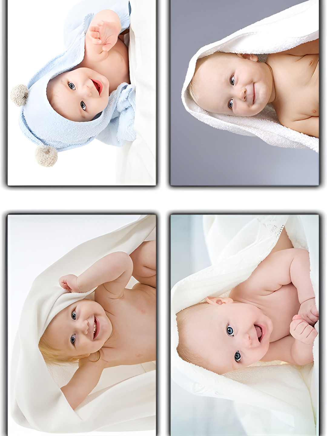 PnF White Paper 4 Pcs Wall Living Room Rectangle Photographs Wall Art -17.99 x 12In