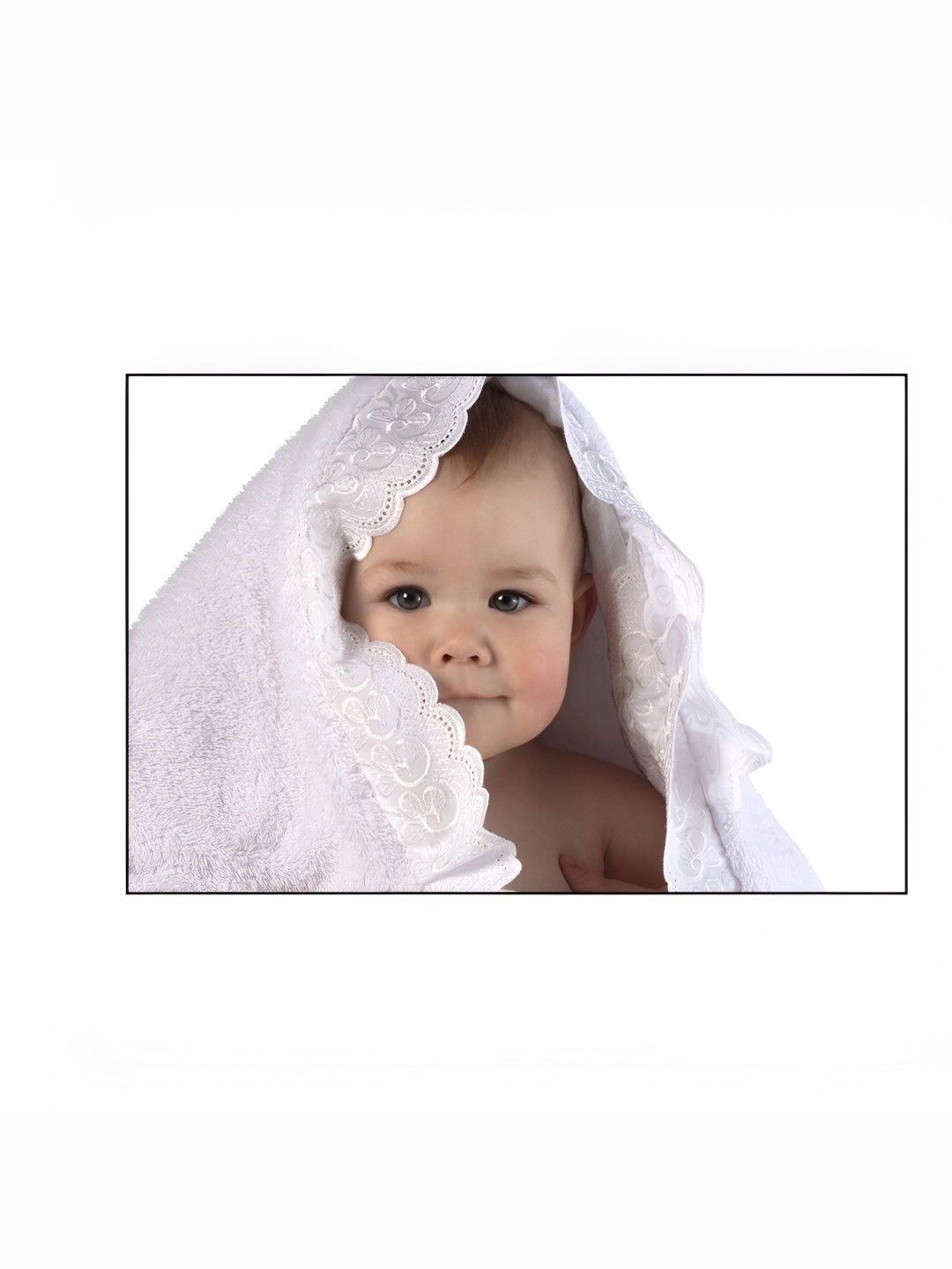 PnF White & Beige Cute Baby Paper Wall Poster Photograph