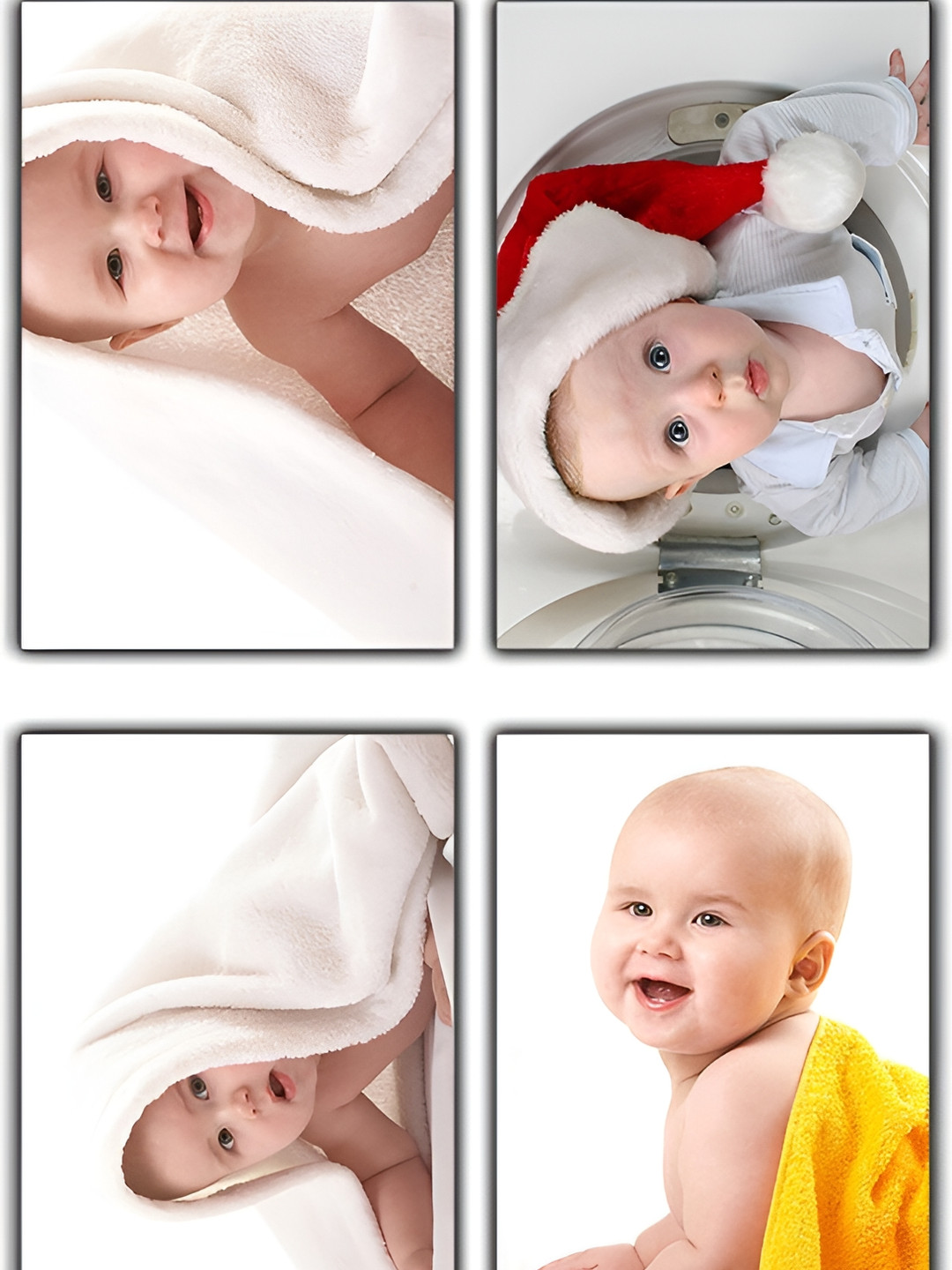 PnF Grey & Yellow 4Pcs Cute Baby Combo Posters Wall Stickers