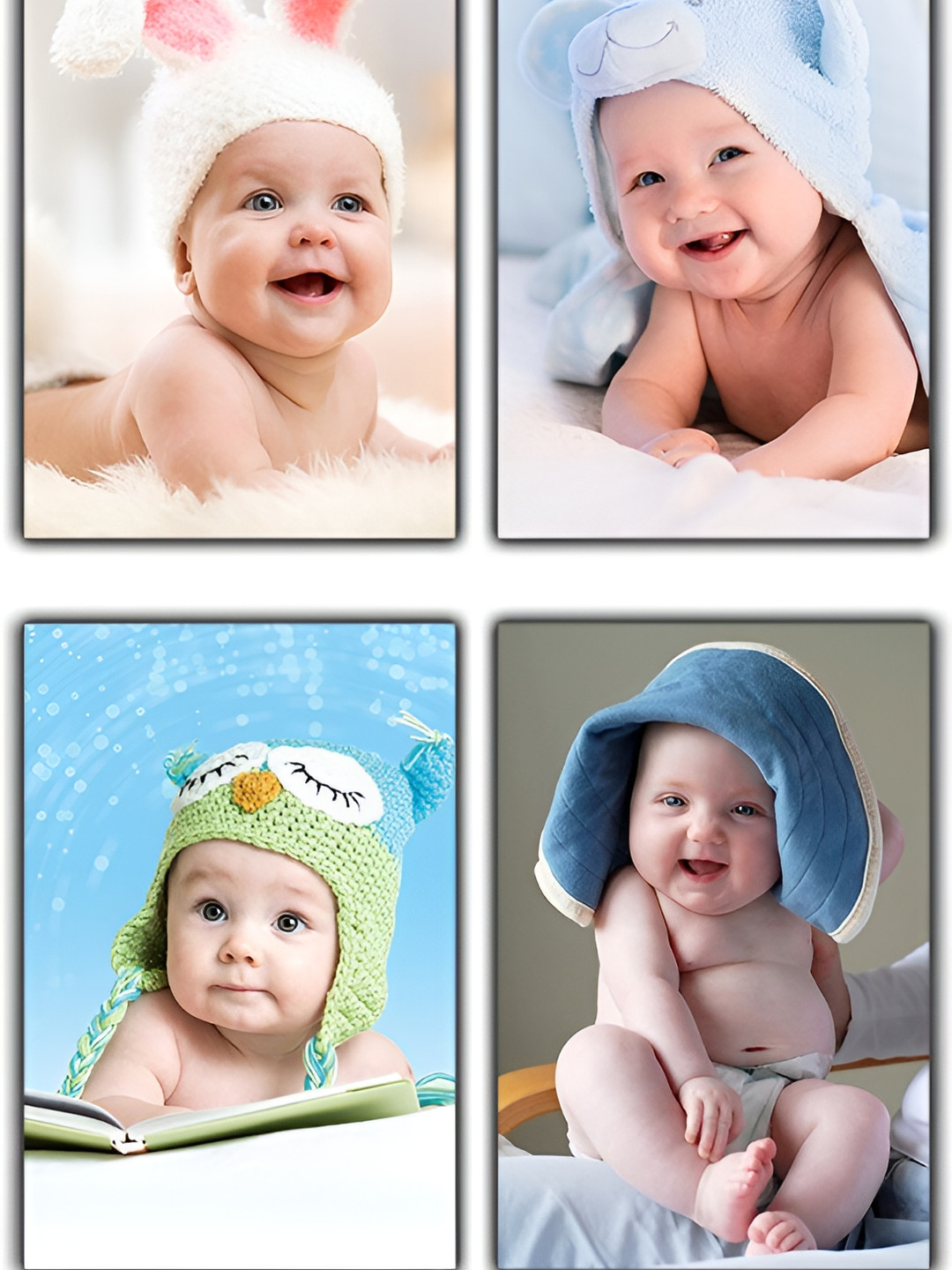 PnF Blue & Green 4Pcs Cute Baby Combo Wall Stickers