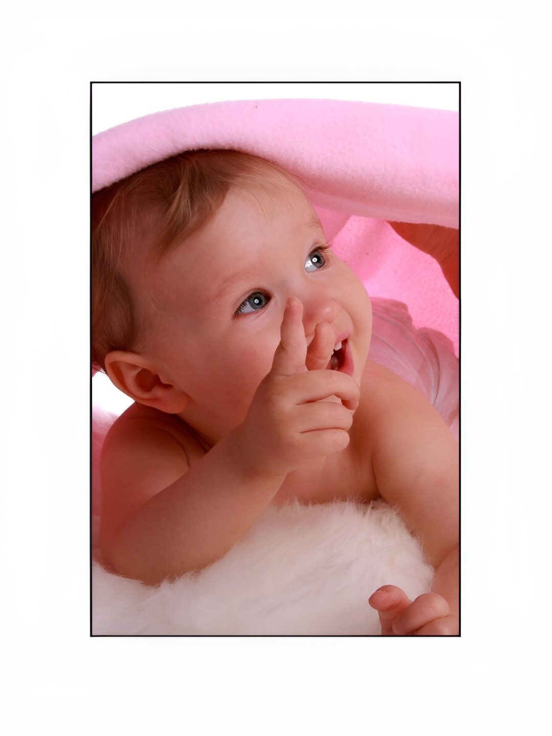 PnF Pink & White Paper baby Printed Wall Photographs