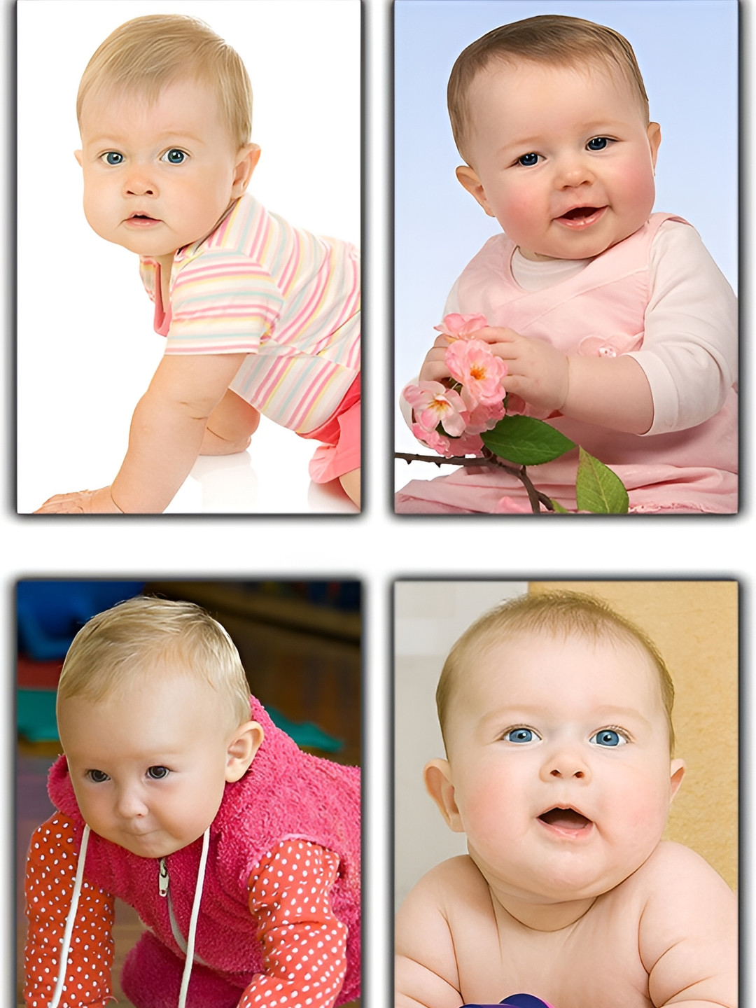 PnF White & Nude-Coloured 4 Pieces Paper Baby Posters