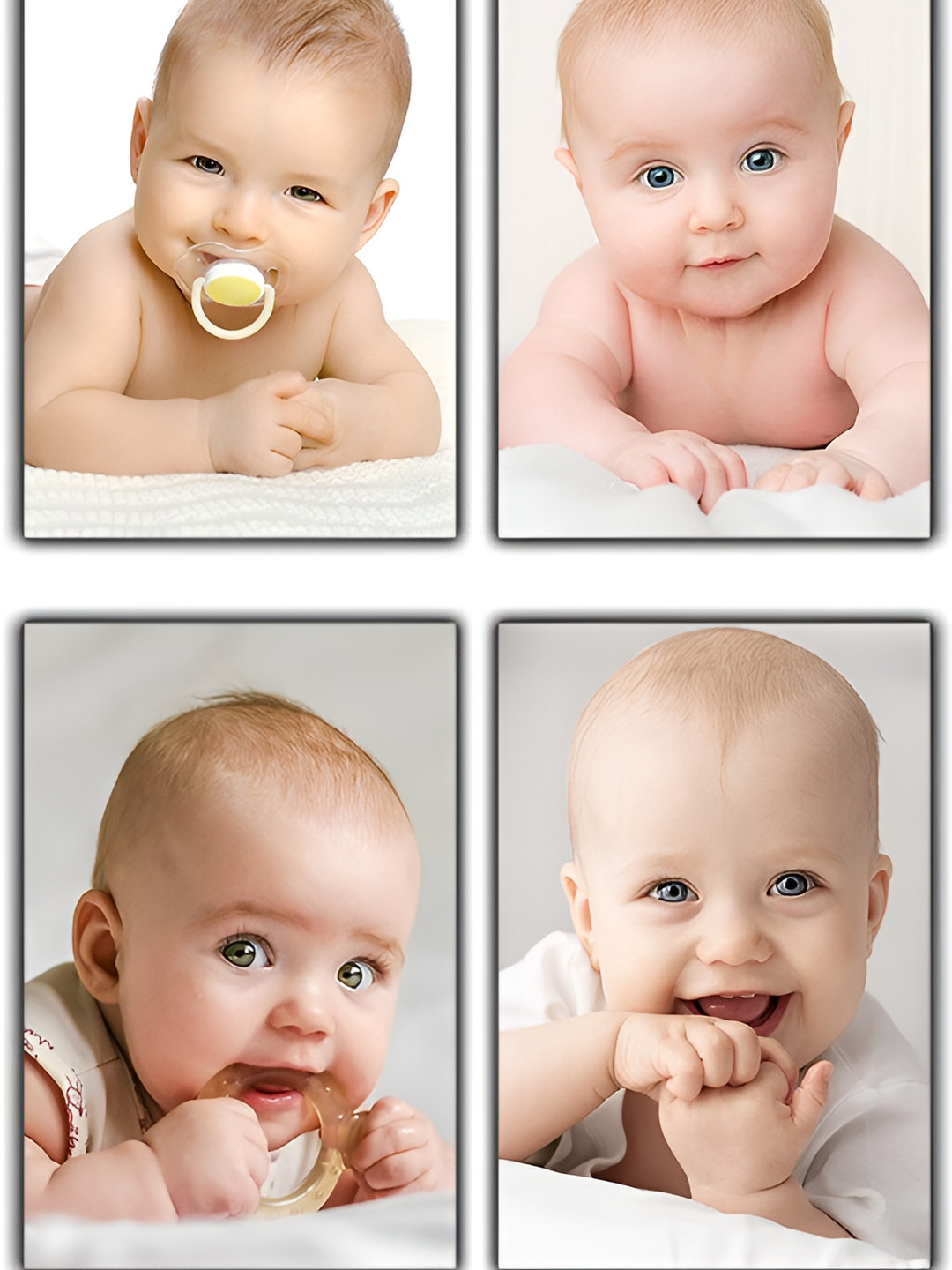 PnF White & Nude-Coloured 4 Piece Baby Printed Paper Wall Stickers