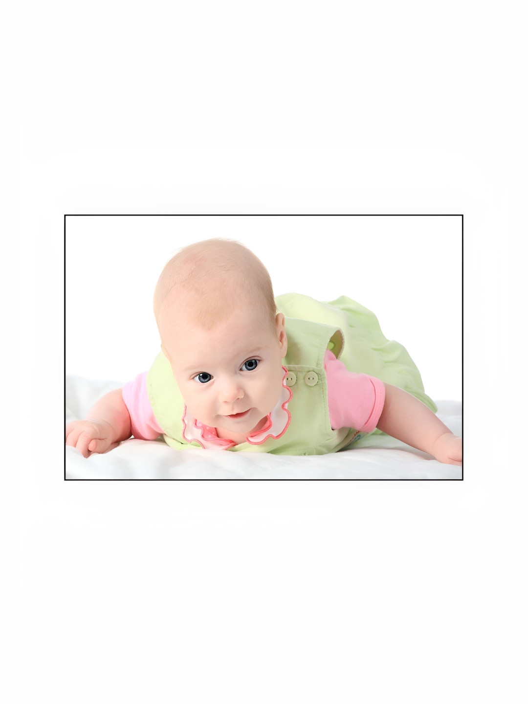 PnF White & Green Cute Baby Paper Wall Stickers