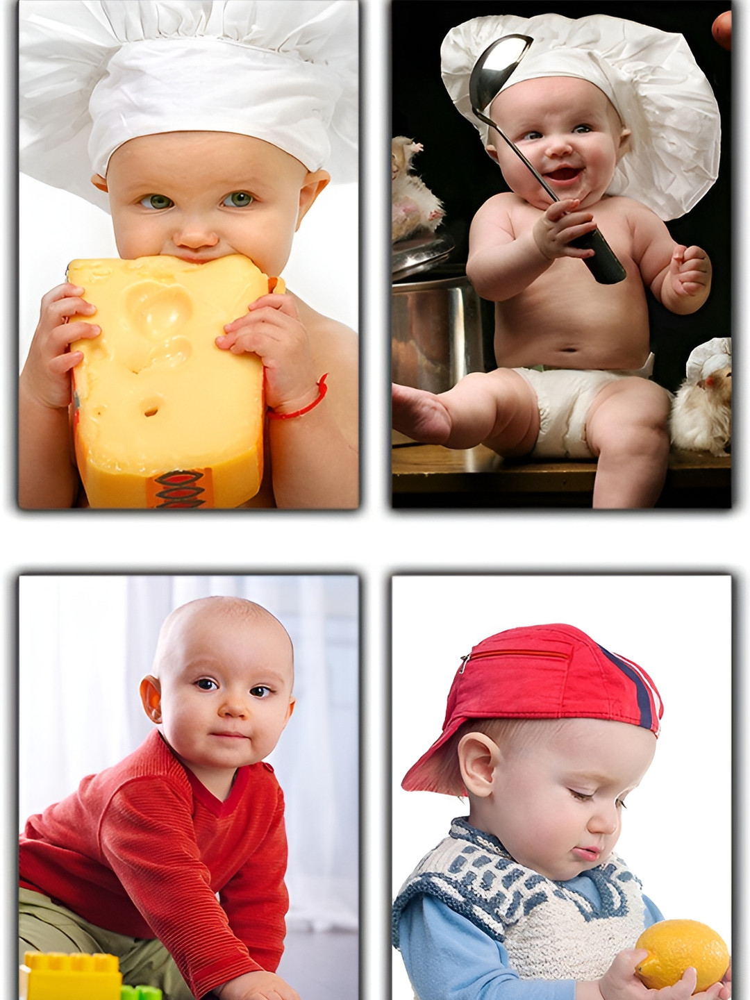 PnF White 4 Pieces Smiling Baby Poster Printed Wall Sticker