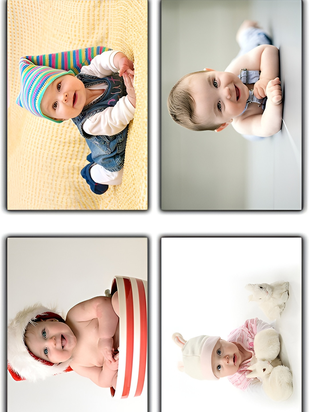 PnF White 4 Pieces Smiling Babys Paper Wall Poster Photographs