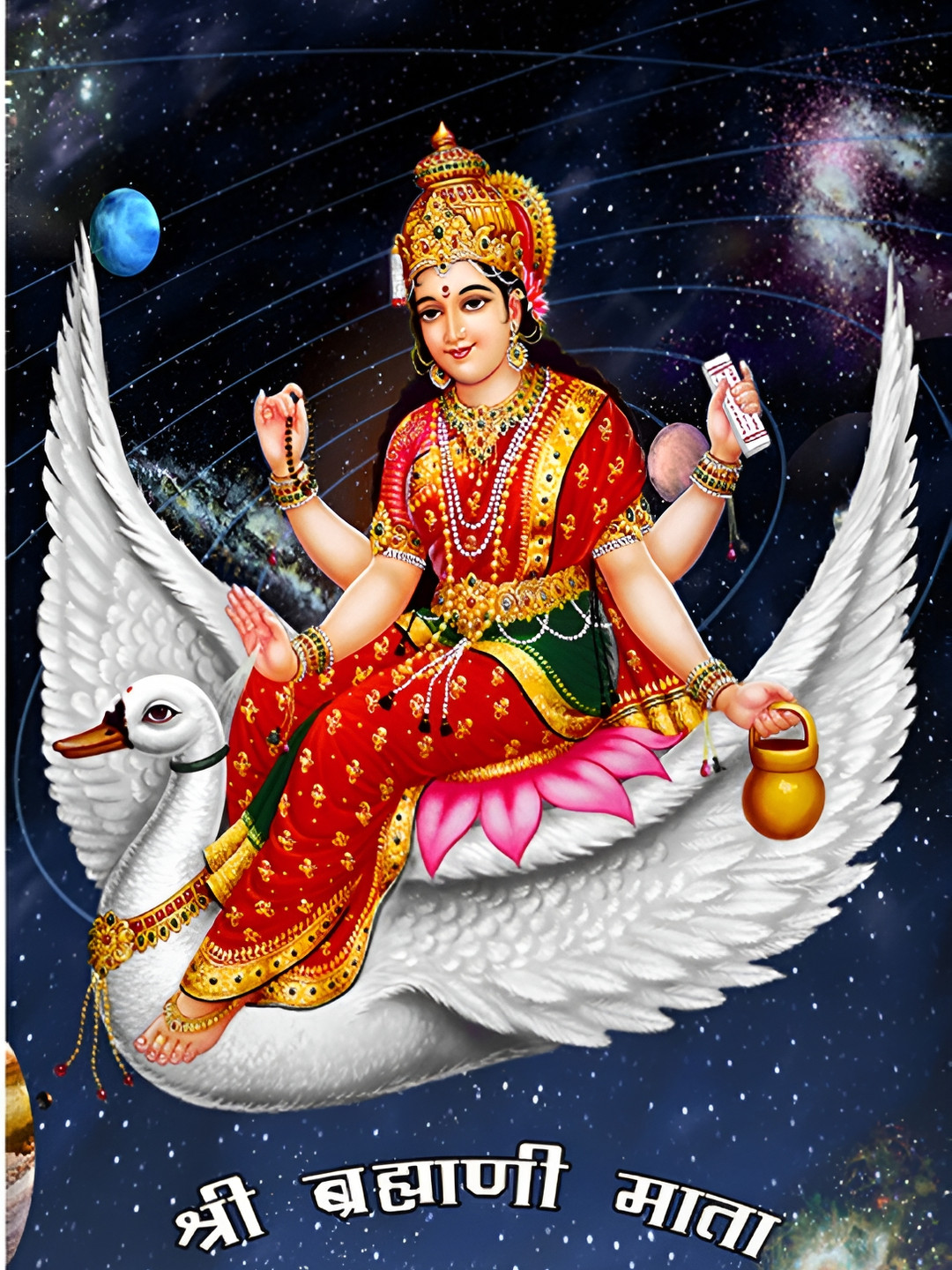 PnF Red & White Brahmani Mata WaterProof Painting Wall Stickers