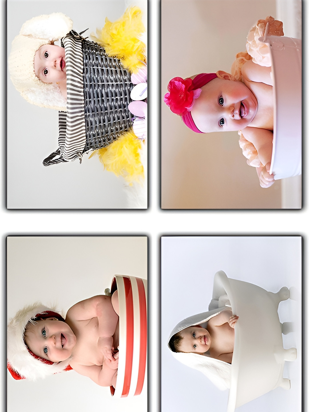 PnF White 4 Pieces Smiling Babys Paper Wall Poster Photographs