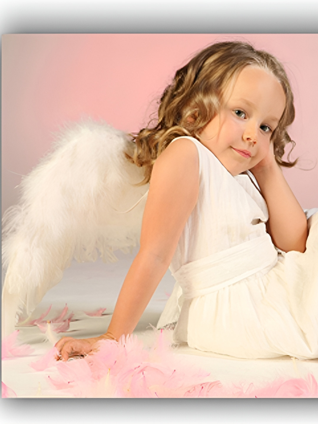 PnF Beige & White Baby Girl Wall Photograph