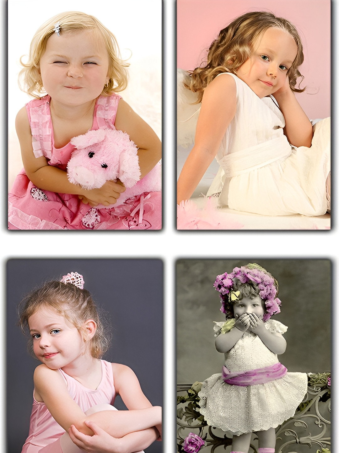 PnF White & Pink 4 Piece Baby Wall Poster Photograph