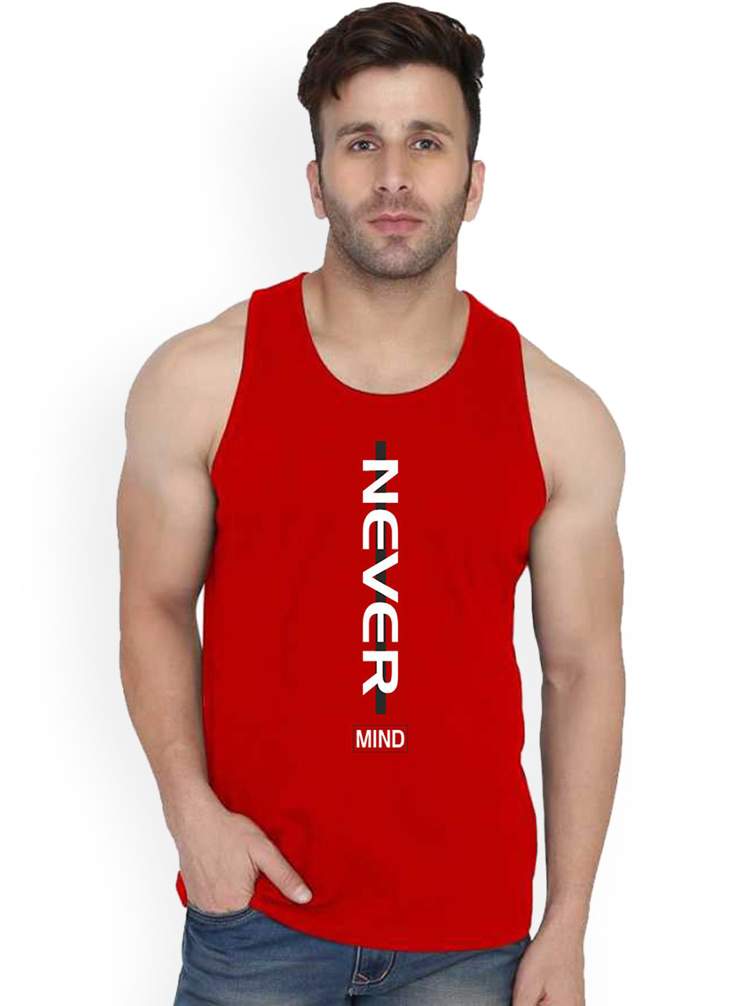 SLOWLORIS Printed Cotton Innerwear Vests SL26 NEVER RED