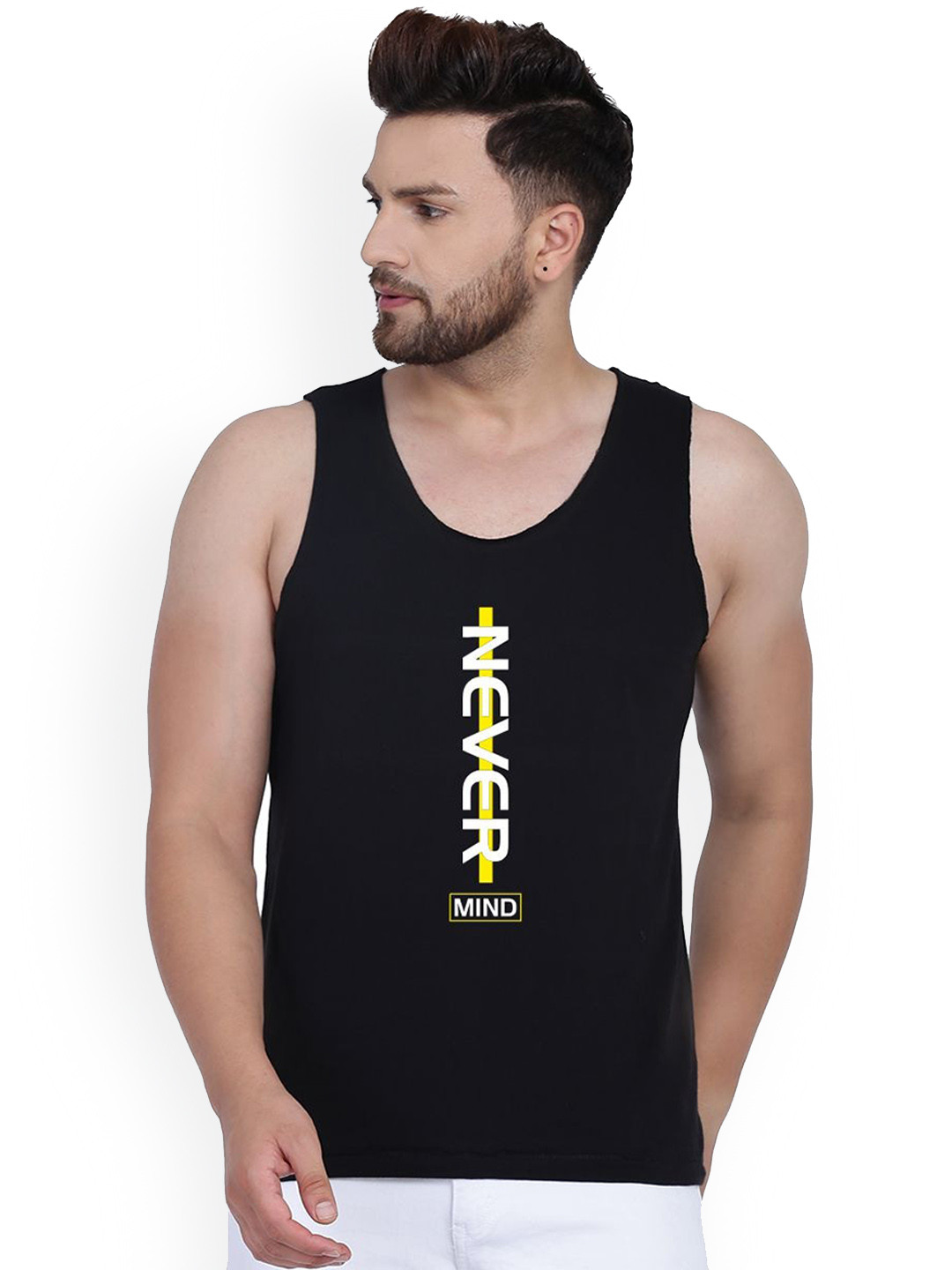 SLOWLORIS Printed Innerwear Vests SL26 NEVER BLACK