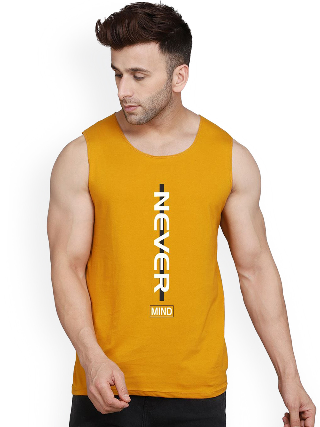 SLOWLORIS Printed Cotton Innerwear Vests SL26 NEVER MUSTARD