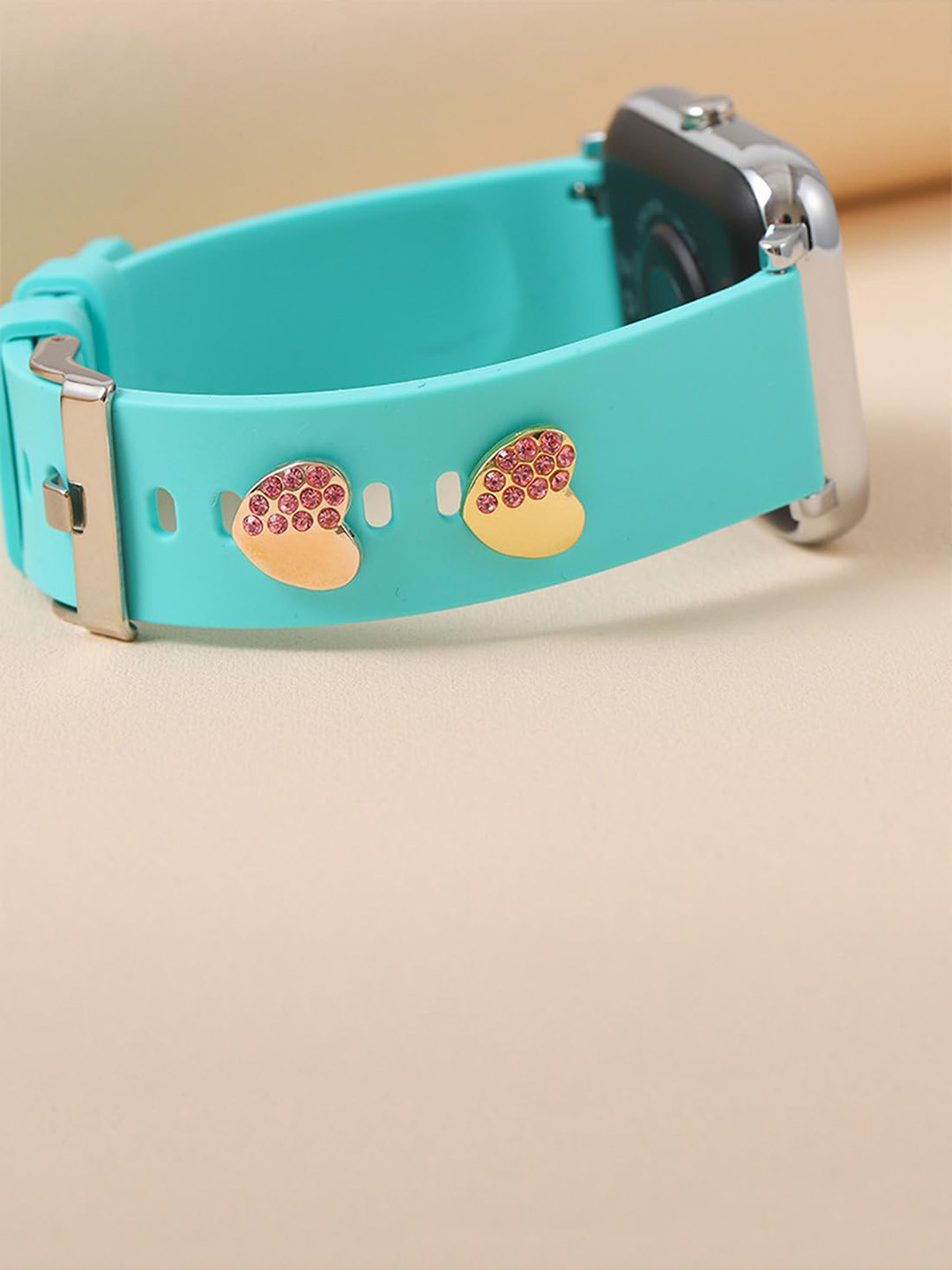 Yellow Chimes Set Of 6 Stones Studded Heart Shaped Watch Charms