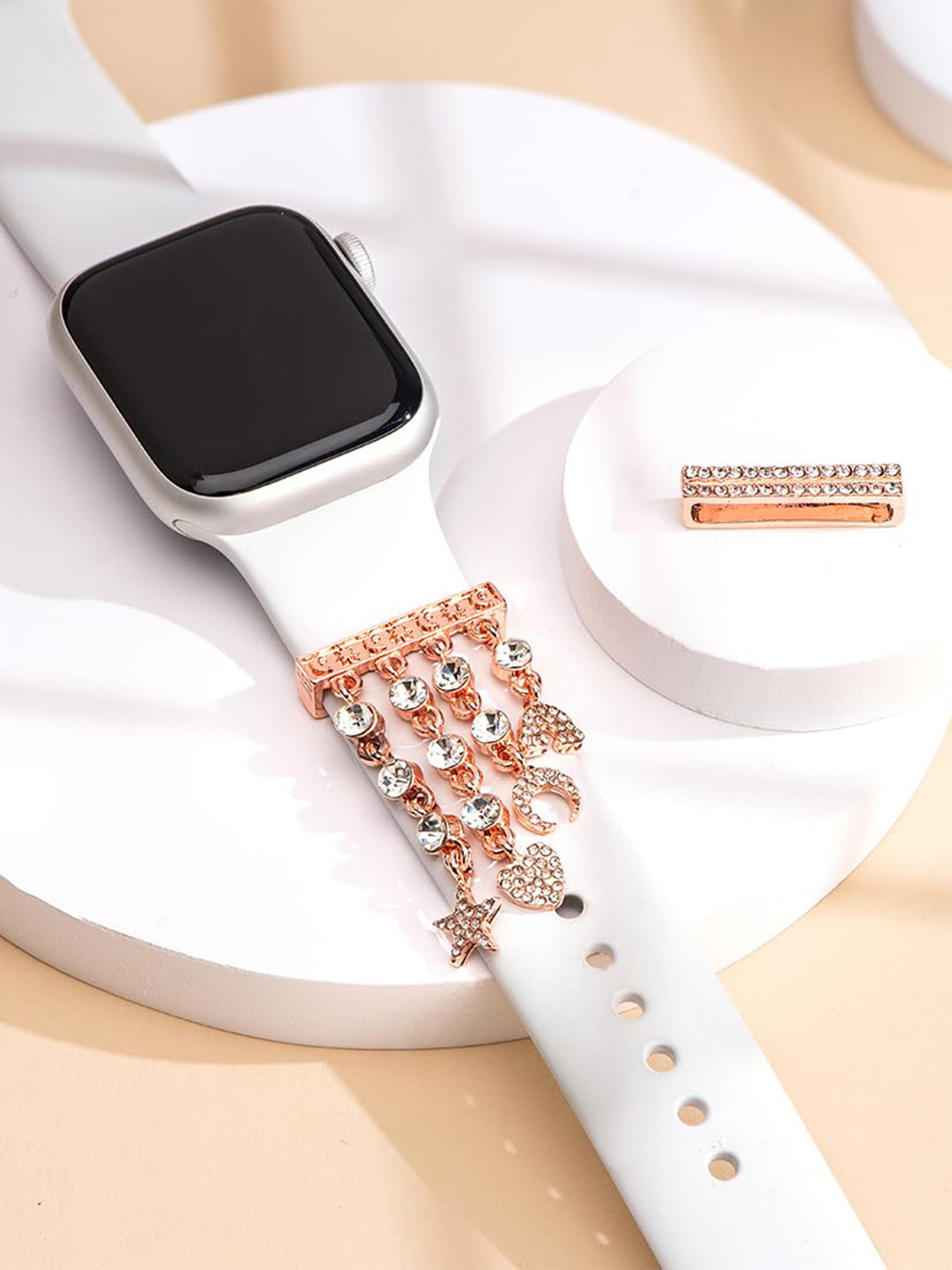 Yellow Chimes Set Of 2 Rose Gold Palted Stones Studded Watch Charms