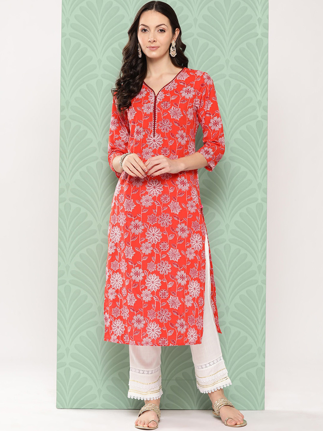 KALINI Floral Printed Cotton Kurta