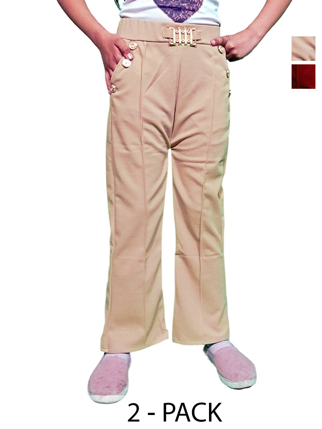 BAESD Girls Pack Of 2 Pin Tuck Detail Regular Fit Track Pants