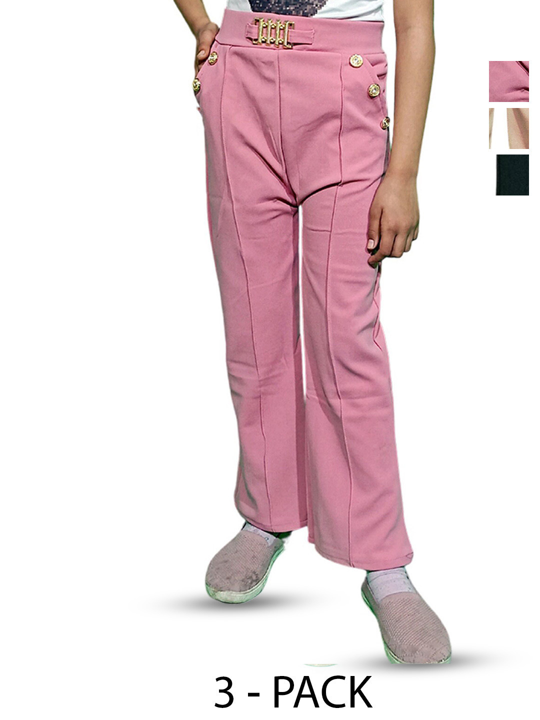 BAESD Girls Pack Of 3 Pin Tuck Detail Regular Fit Track Pants