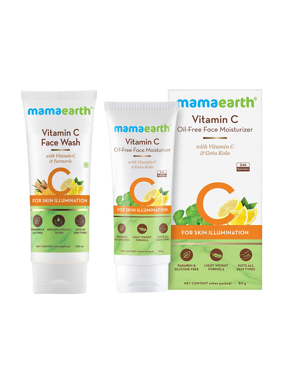 Mamaearth Vitamin C Face Wash 100ml & Oil-Free Moisturizer 80ml