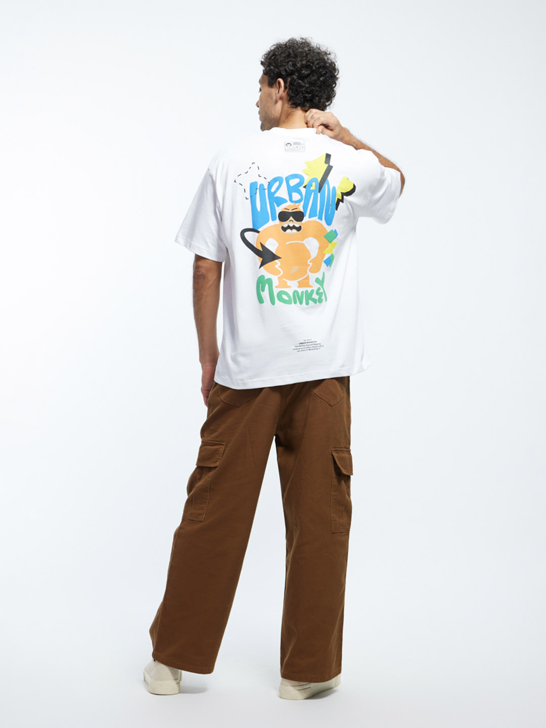 Urban Monkey Typography Round Neck Short Sleeves Cotton Oversized T-shirt