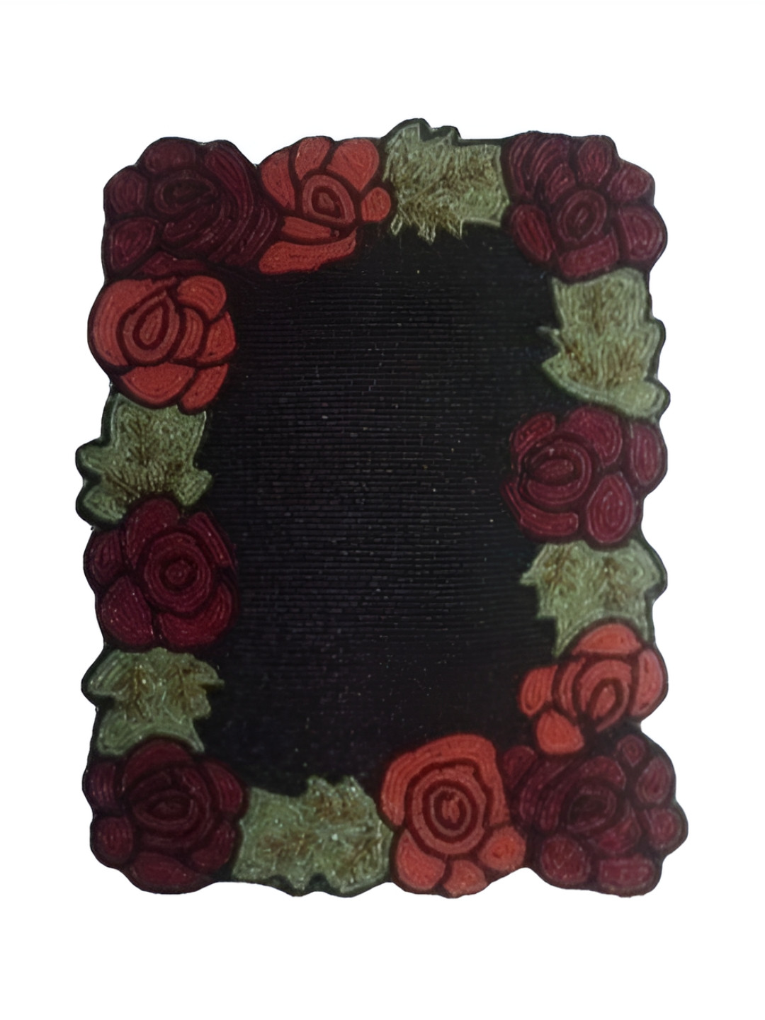 YWULY Black & Red Floral Embellished Rectangle Glass Beaded Dining Table Placemat