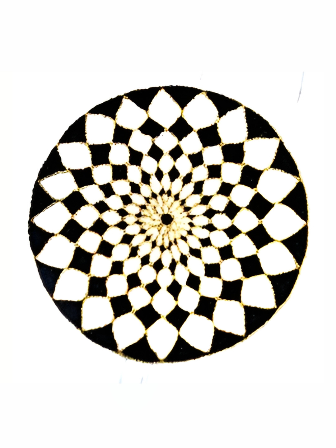 YWULY White & Black Embellished Glass-Beaded Round Dining Table Placemat