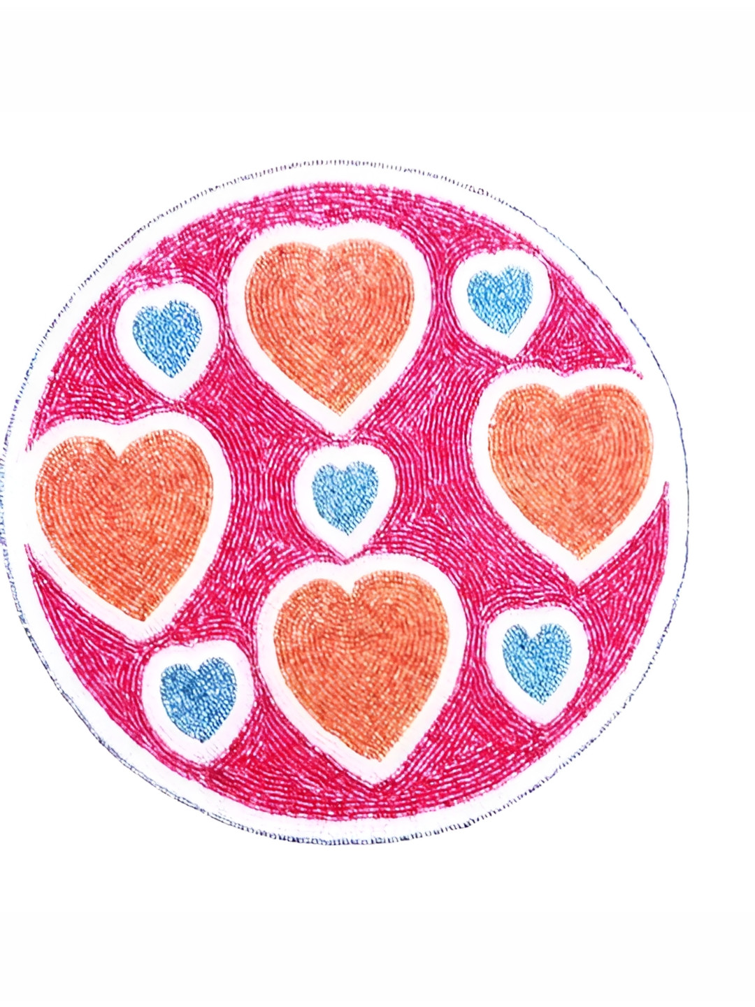 YWULY Pink & Red Heart-Embellished Glass-Beaded Round Dining Table Placemat